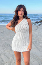 Ayse White Crochet Mini Dress
