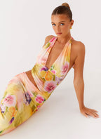 Main Act Halter Maxi Dress - Sunburst Floral
