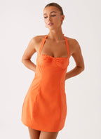 Contessa Halter Mini Dress - Orange