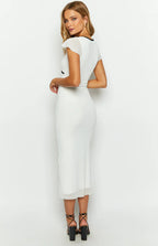Sweetie White Mesh Midi Dress