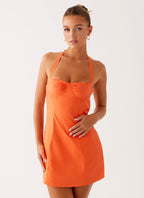 Contessa Halter Mini Dress - Orange