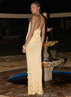 Adelaida Beaded Crochet Maxi Skirt - Yellow