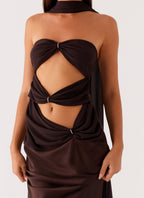 Alaine Scarf Maxi Dress - Dark Chocolate