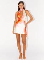 Alicia Satin Halter Mini Dress - Mimosa Blossom