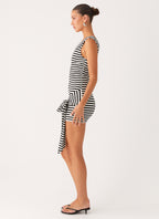 All Day Mini Dress - Black White Stripe