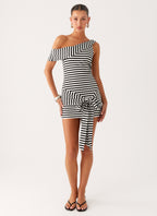 All Day Mini Dress - Black White Stripe