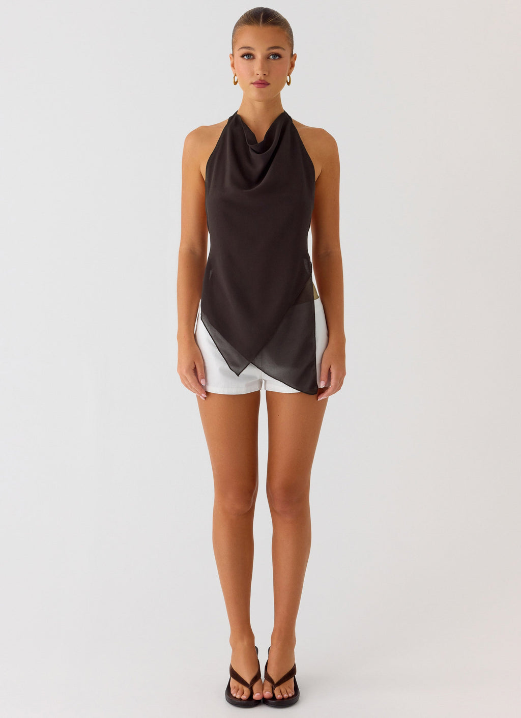 Altego Layered Backless Top - Cool Chocolate