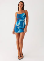 Althena Mini Dress - Turquoise Floral