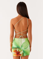 Always Sunny Mini Dress - Green Floral