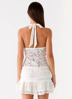 Alysha Halter Lace Mini Dress - Cream