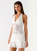 Alysha Halter Lace Mini Dress - Cream