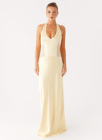 Ambre Mesh Panel Maxi Dress - Yellow
