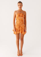 Ampolia Halter Mini Dress - Orange