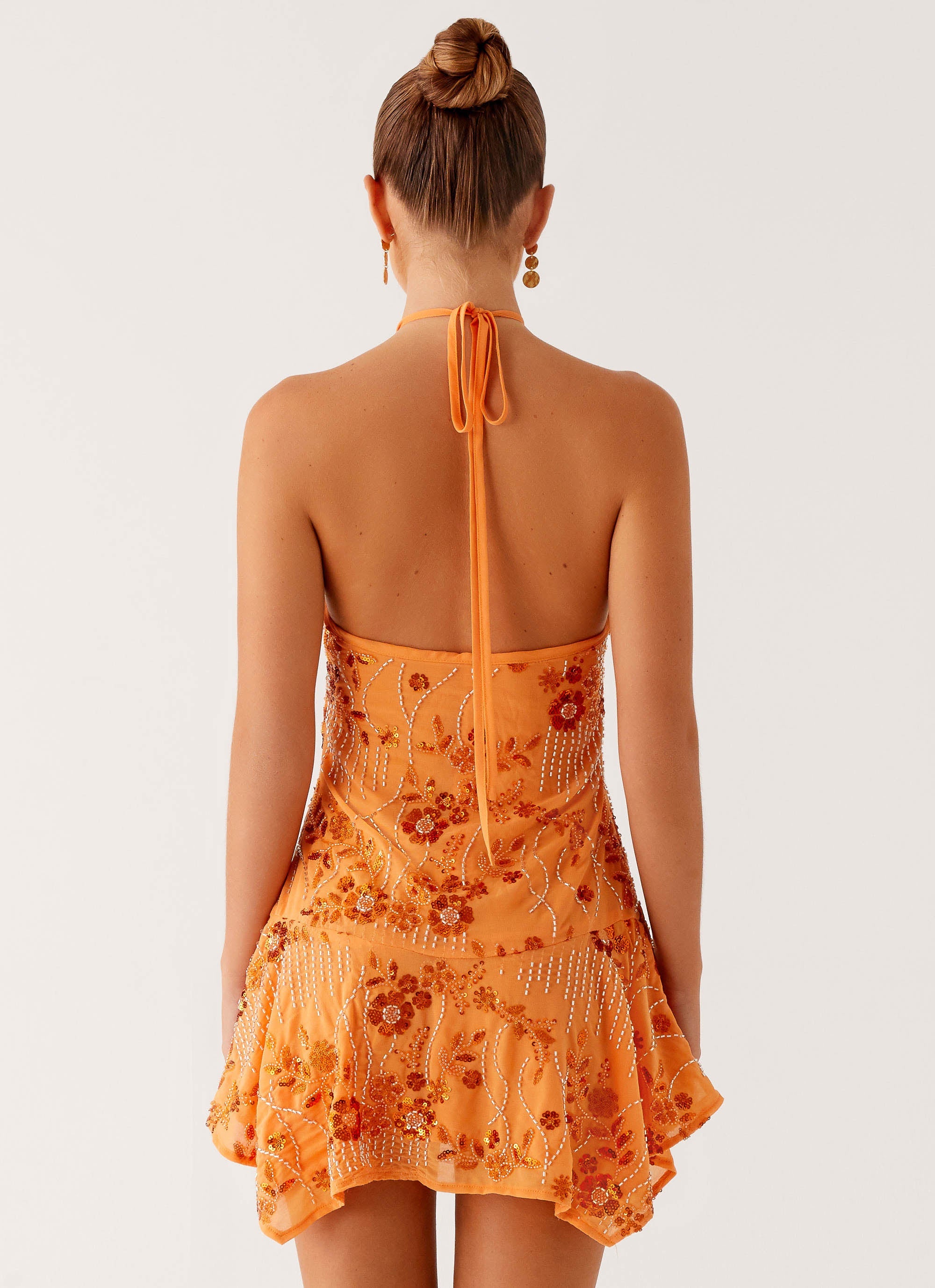 Ampolia Halter Mini Dress - Orange