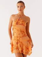 Ampolia Halter Mini Dress - Orange