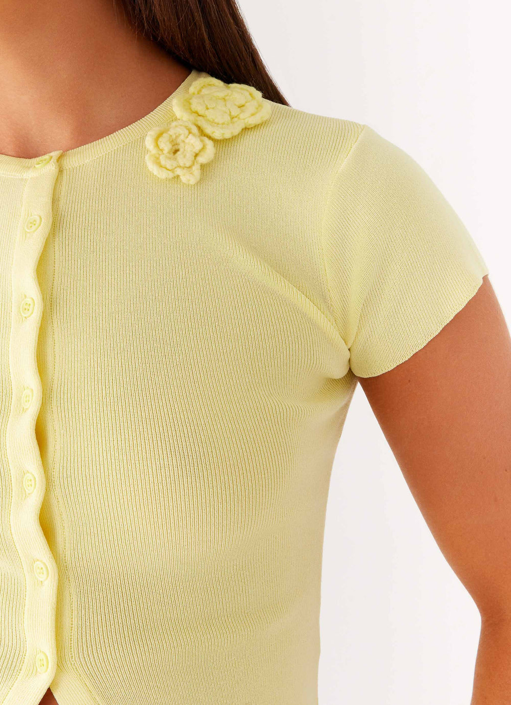 Angela Button Up Knit Top - Yellow