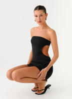 Antalya Strapless Mini Dress - Black