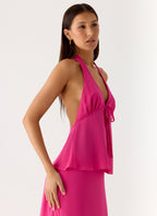 Ashlea Tie Front Top - Fuchsia