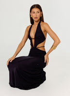 Astraeus Beaded Sequin Maxi Dress - Black