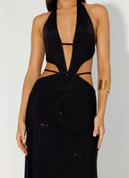 Astraeus Beaded Sequin Maxi Dress - Black