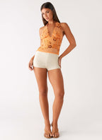 Atlanta Sequin Halter Top - Orange