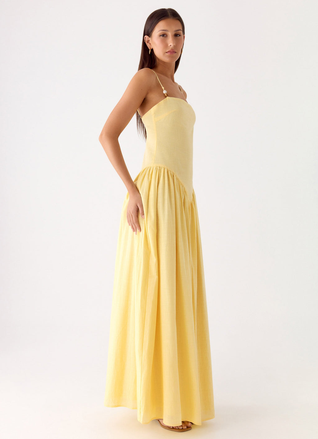 Aura Linen Maxi Dress - Lemon