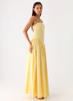 Aura Linen Maxi Dress - Lemon
