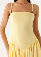 Aura Linen Maxi Dress - Lemon