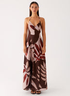 Autumn Linen Maxi Dress - Cinnamon Palm