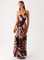 Autumn Linen Maxi Dress - Cinnamon Palm