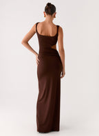 Balvin Cut Out Maxi Dress - Cool Chocolate