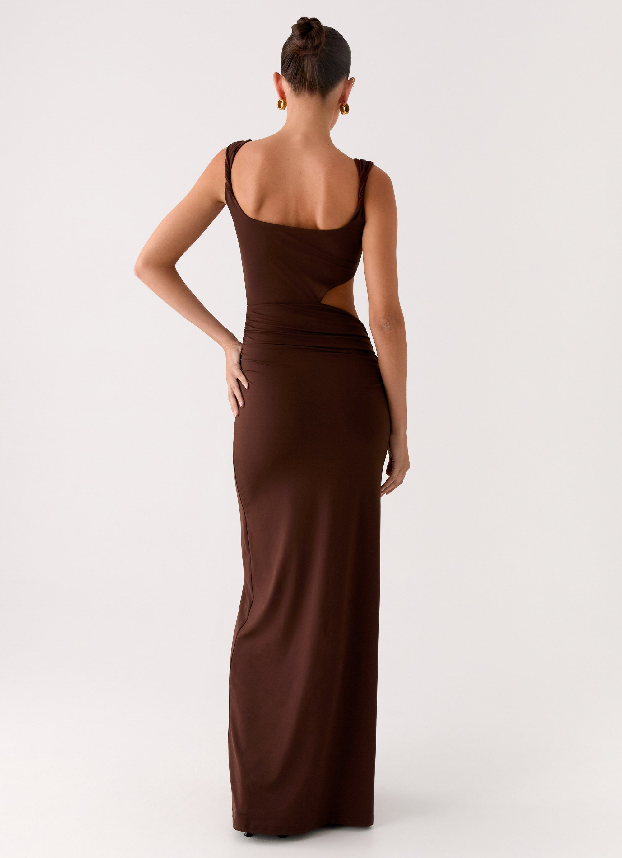 Balvin Cut Out Maxi Dress - Cool Chocolate