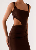 Balvin Cut Out Maxi Dress - Cool Chocolate