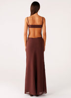 Bayla Beaded Flower Maxi Dress - Chocolate