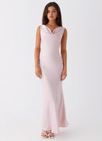 Be Mine Satin Maxi Dress - Mauve Pink
