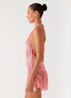 Beach Days Crochet Mini Dress - Pink