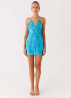 Bebe Beaded Mini Dress - Royal Blue