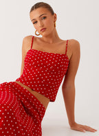 Bendita Top - Red Polka Dot