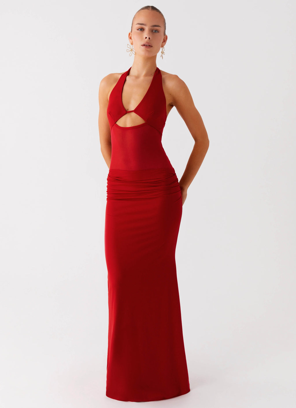Billen Halter Maxi Dress - Red