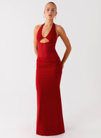 Billen Halter Maxi Dress - Red