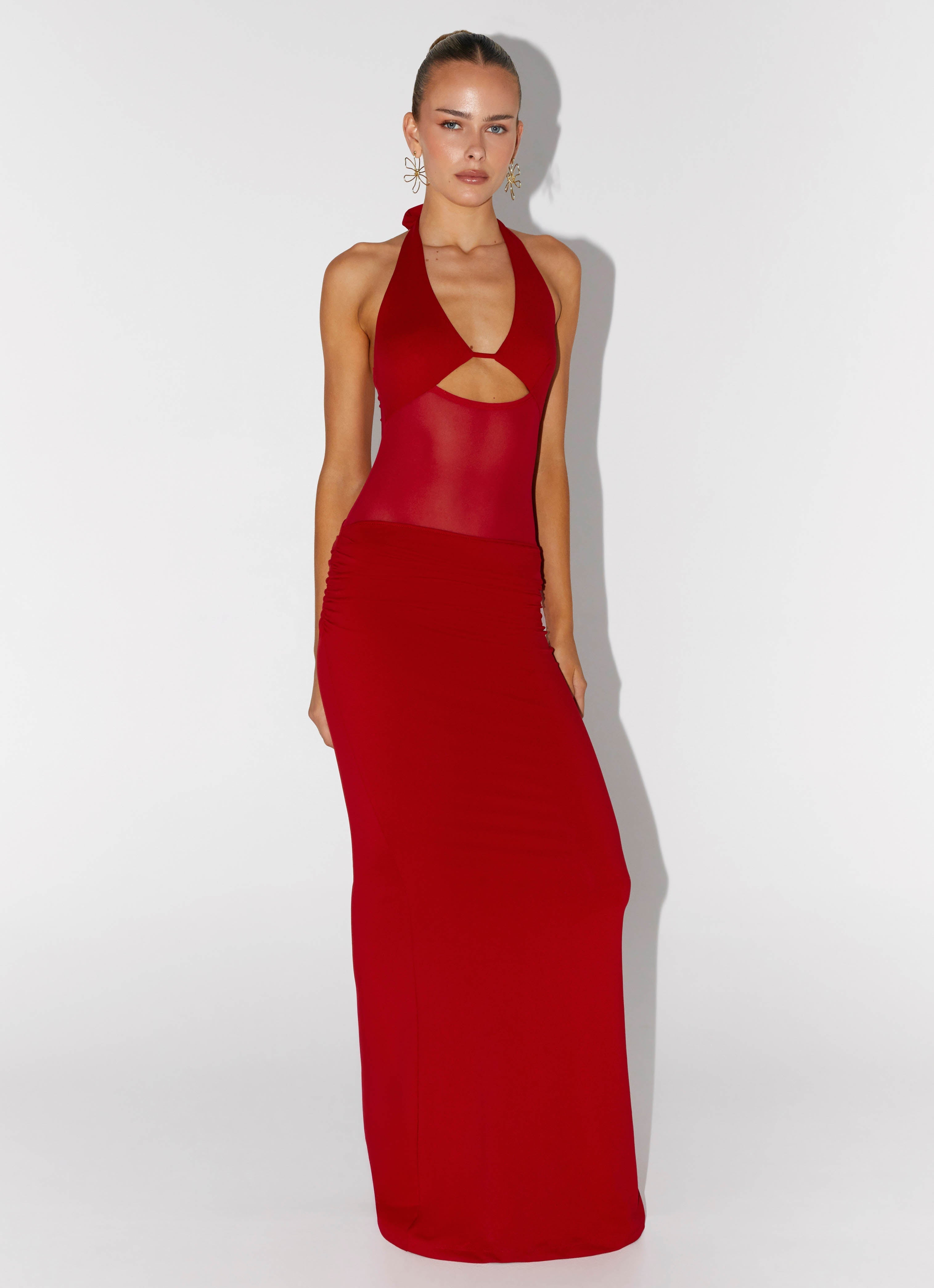 Billen Halter Maxi Dress - Red