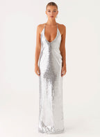 Billions Sequin Maxi Dress - Mirror Silver