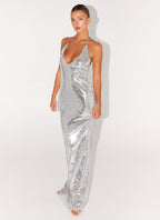 Billions Sequin Maxi Dress - Mirror Silver