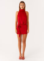 Birdie Halterneck Mini Dress - Red