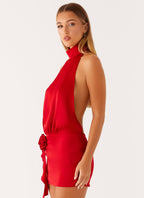 Birdie Halterneck Mini Dress - Red