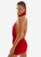 Birdie Halterneck Mini Dress - Red