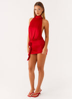 Birdie Halterneck Mini Dress - Red