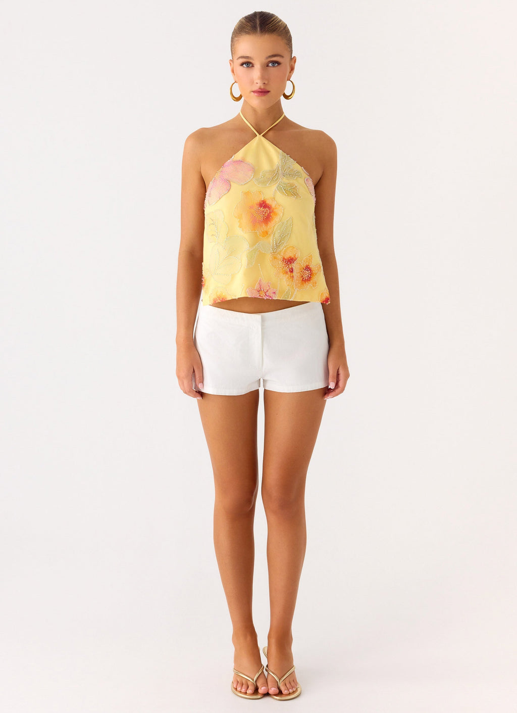 Bliss Beaded Halter Top - Floral Beaded