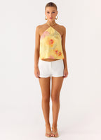 Bliss Beaded Halter Top - Floral Beaded