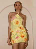 Bliss Beaded Halter Top - Floral Beaded